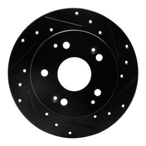 Acura Integra Brake Rotor (1) - Rear Right - R1 Concepts - Drilled & Slotted - Black - `97-`06